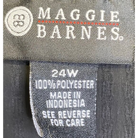 MAGGIE BARNES Plus Size 24W Black Button Crinkle Short Sleeve Shirt BLACK - Picture 2 of 3